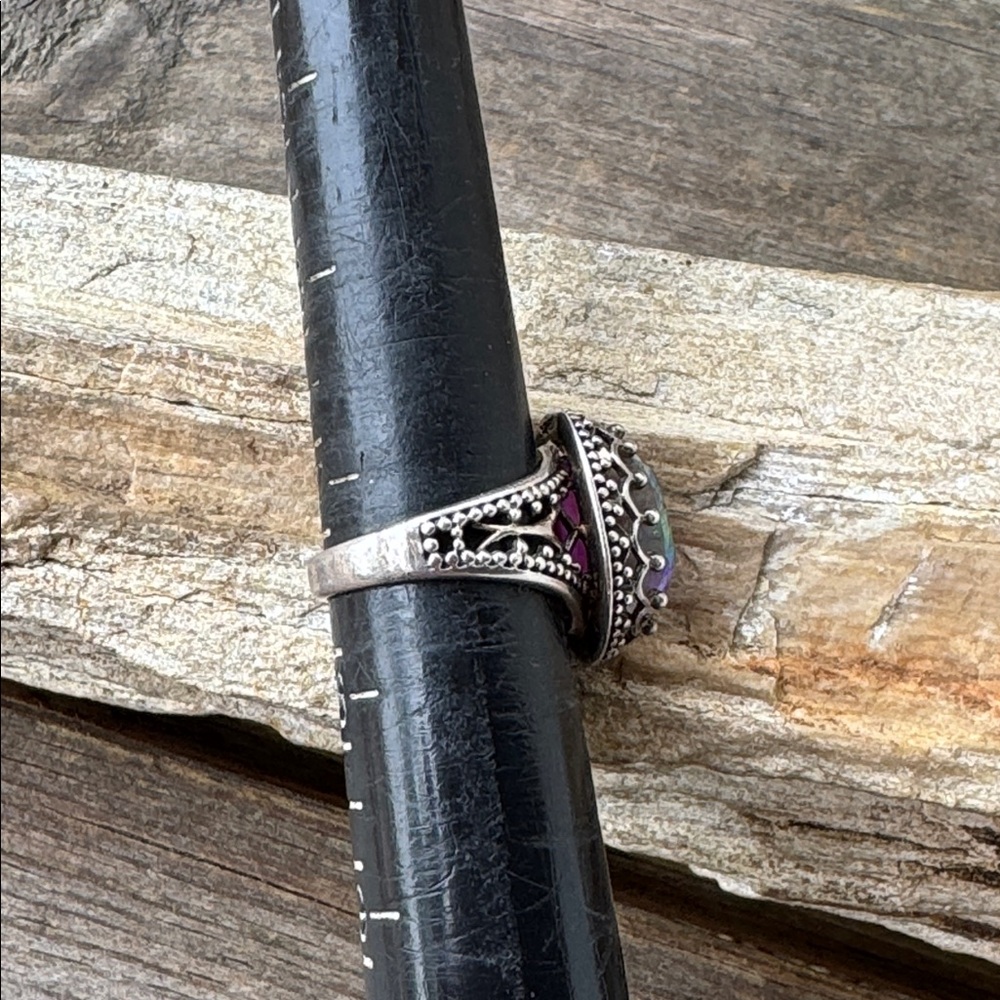 Sajen Sterling Silver Ring with Opal Glass - Picture 5 of 6
